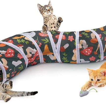 Glittme Cat Tunnel, Cat Tunnels for Indoor Cats, S-Shape Cats Cave with Cat Toys, Foldable Cat Tubes and Tunnels for Cats, Rabbit, Puppy, Guinea Pig