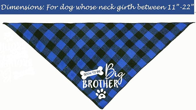 Big Brother Dog Bandana, Reversible Plaid Triangle Bibs Pet Scarf