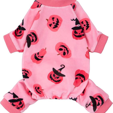 Fitwarm Halloween Jack O Lantern Dog Pajamas, Funny Costumes for Small Dogs Girl, Pet Outfit, Pink, Black, XL