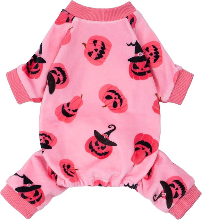 Fitwarm Halloween Jack O Lantern Dog Pajamas, Funny Costumes for Small Dogs Girl, Pet Outfit, Pink, Black, XL