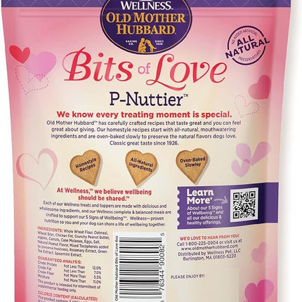 Old Mother Hubbard Wellness Bits of Love P-Nuttier Dog Biscuits, Natural, Seasonal, Valentine's Day Treats, Peanut Butter Flavor, (6 Ounce Bag) (Pack of 2)