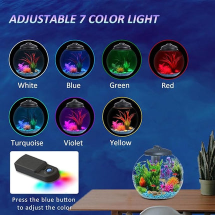 3-Gallon Fish Tank, Aquarium Starter Kit Includes Power Filter, LED Light with 5V Power Supply, and Full Hood, Ideal for Betta and a Variety of Tropical Fish, Impact-Resistant Plastic