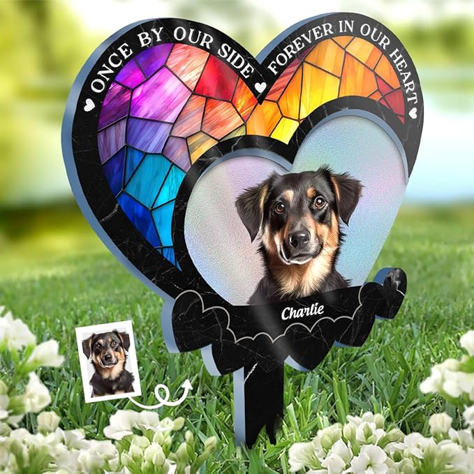 Pawfect House Dog Memorial Gifts for Loss of Dog, Personalized Pet Memorial Gifts for Dogs, Custom Stain Glass Style Acrylic Garden Stake, Pet Loss Sympathy Gift, Pet Grave Markers Outdoor