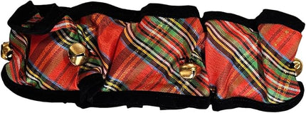Huxley & Kent Ruff Pet Scrunchy | Shiny Christmas Plaid (Extra-Large) | Festive Christmas/Holiday Neckwear for Dogs/Cats | Fun Stretchable Costume Accessory | Soft Collar with Bells