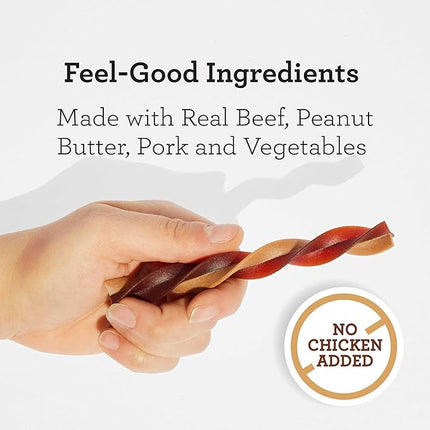 DreamBone Triple Flavor Swirlz No Chicken Added for Dogs, 25 Count, Treat Your Dog to Easy-to-Digest Rawhide-Free Chews Made with Real Beef, Peanut Butter and Pork