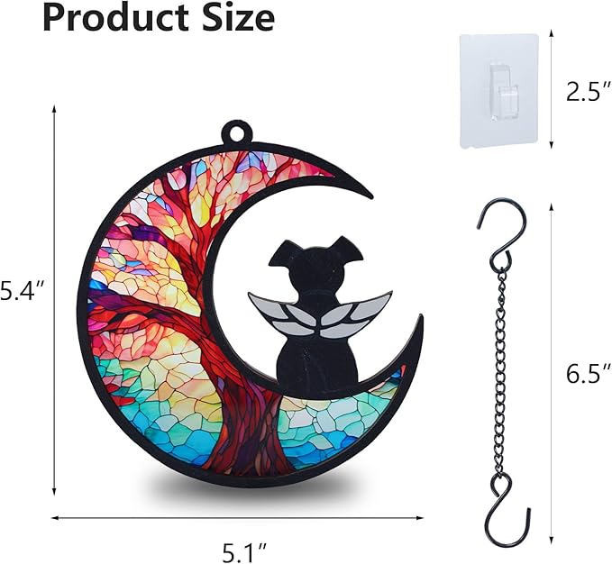 DIY Dog Angel Memorial Suncatcher with Sympathy Card,Memorial Gifts for Loss of Dog Sympathy Gift,Pet Memorial Gifts for Dogs(3-Life Tree)
