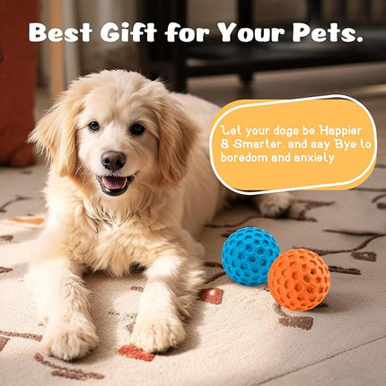 HIPPIH Indestructible Squeaky Dog Toys, Interactive Dog Balls 2 Pack, Chew Toys for Aggressive Chewers, Natural Rubber Puppy Toy for Large/Medium Dogs, Tough Puppy Teething Toy, Relieve Anxiety