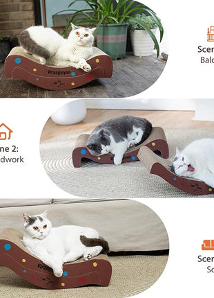 Cat Scratcher Cardboard Scratch Pad for Cats Infinity Scratchers for Indoor Cats Kitten Scratching Post as Beds Board & Furniture Reversible Couch