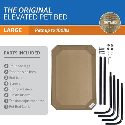 Coolaroo Original Elevated Dog Bed - Breathable Off-The-Ground Pet Bed with Cooling Fabric, Joint Relief & Moisture-Resistant Fabric, 100% Recyclable, Easy Clean, Nutmeg, Large