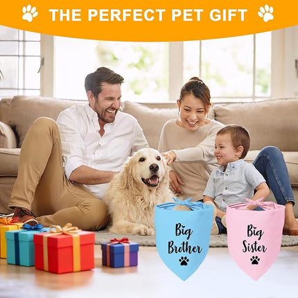 Big Sister and Big Brother Pet Dog Bandana, Triangle Scarf for Small Medium Large Dogs, Baby Announcement Gender Reveal Photo Prop Pet Scarf for Dog Lover, 2 Packs