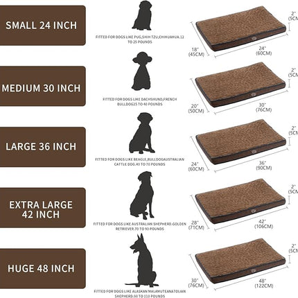 EMPSIGN Dog Bed Mat 35 Inch Reversible Warm & Cool,Washable Dog Crate Bed with Egg Crate Foam Support, Pet Sleeping Mat for Large Medium Small Dogs, Fluffy Kennel Pad(Brown)