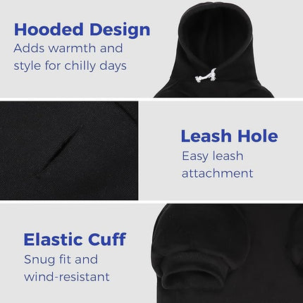 BINGPET Security USA Dog Sweater with Hood and Leash Hole,Warm Fleece Dog Hoodie & Winter Coat for Small to Large Dogs,Cold Weather Pet Clothes(Small)