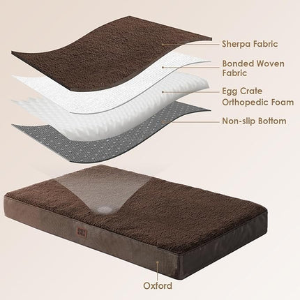 EHEYCIGA Orthopedic XXL Dog Beds for Jumbo Dogs with Removable Washable Cover,Brown, 50x36