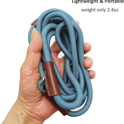 BTINESFUL 7FT Slip Lead Dog Leash, Strong Nylon Rope Leash, 1/4 inch Diam Dog Training Lead for Small Medium Large Dogs, Misty Blue