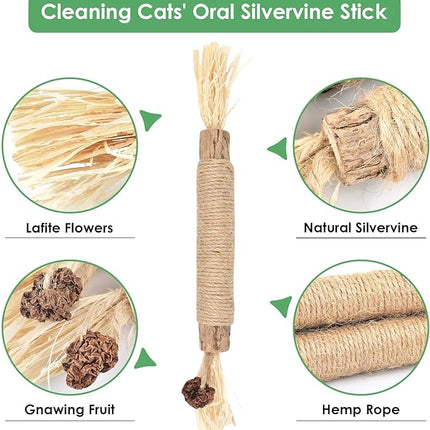 Bissap 12 PCS Silvervine Chew Sticks for Cats, Catnip Chew Sticks Cat Toys for Indoor Cat Kitten Teeth Grinding Interactive Feather Toys for Aggressive Chewers Dental Care