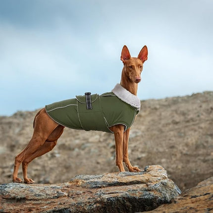 Lelepet Warm Dog Coat Waterproof Dog Jacket for Extra Large Dogs Reflective Fleece Vest with Adjustable Buckle Hook & Loop Windproof Cold Weather Coats for Small Medium Large Dogs, Army Green, XXXL