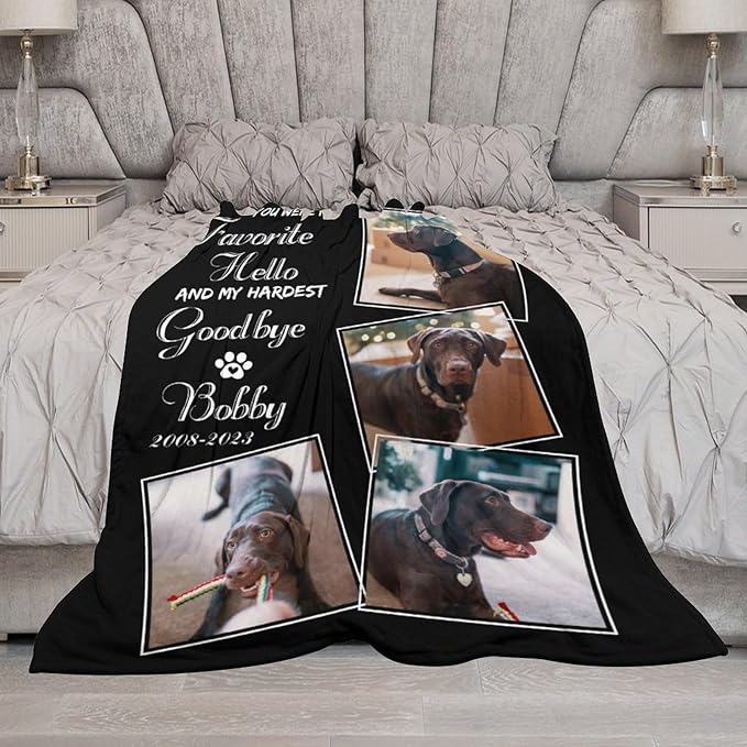 Artsadd Dog and Cat Memorial Gifts, Pet Loss Memorial Blanket, Custom Dog Blanket, Personalized Dog Remembrance Gifts, Loss of Dog or Cat Remembrance Sympathy Grief Condolence Bereavement Gifts