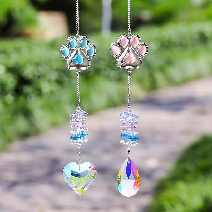 Pet Memorial Suncatcher,Dog Memorial Gifts for Loss of Dog,Cats Remembrance,Pet Loss Sympathy Gift,Bereavement Gifts(Blue)
