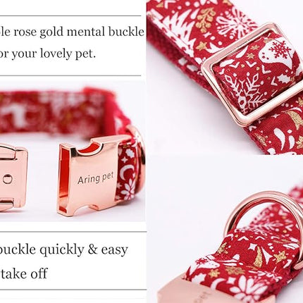ARING PET Christmas Dog Collar with Bowtie, Cute Red Xmas Pet Collars for Small Medium Large Boy Girl Dogs-S