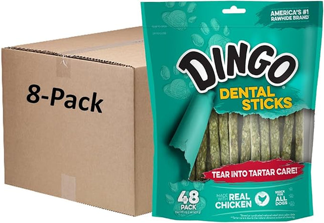 Dingo Tartar and Breath Dental Sticks for All Dogs, 48-Count (Pack of 8)