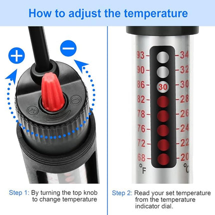 Submersible 50W Aquarium Heater Adjustable Fish Tank Heater 50 Watt