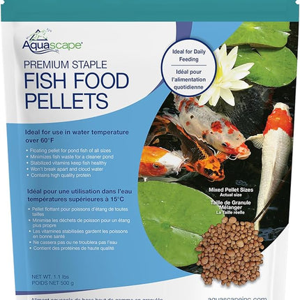 Aquascape Premium Staple Pond and Koi Fish Food, Mixed Pellet Size, 1.1 Pounds | 81050