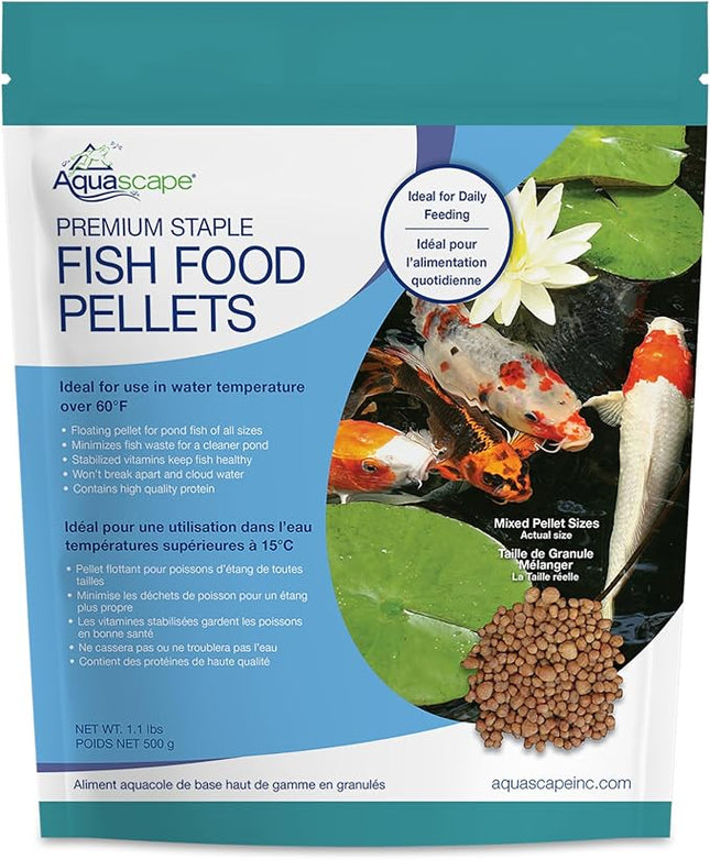 Aquascape Premium Staple Pond and Koi Fish Food, Mixed Pellet Size, 1.1 Pounds | 81050