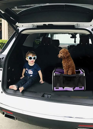 Carrying Bag for Yorkie Dog Travel Kennel Ventilated Softside Pet Carrier Tiny Dog Crate for Teacup Poodle 12lb Large Kitty Transport Cage with Cover Chihuahua Supply Purple