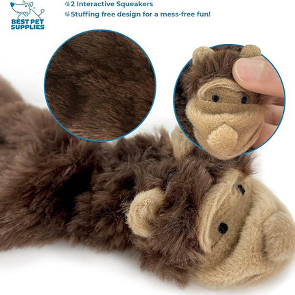 Best Pet Supplies Squeaky Dog Toys with Soft Durable Fabric for Small, Medium and Large Pets Interactive Toy for Indoor Play, Supports Active Biting and Play - Monkey, Small