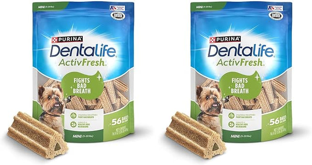 Dentalife ActivFresh Dog Chews for Mini and Small Dogs 5-20 lbs., Dental Chews to Freshen Breath, Chicken Flavor, 16.9 oz., 56 Chews - 56 ct. Pouch (Pack of 2)