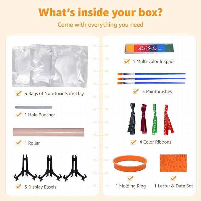 LOOBANI 3packs Dog Paw Print Ornaments Kit,DIY Pet Footprint Memorial Impression Keepsake for Puppy and Cats Owners with Light Clay & Deluxe Tool Set (Dog Paw Ornament Kit-3packs)