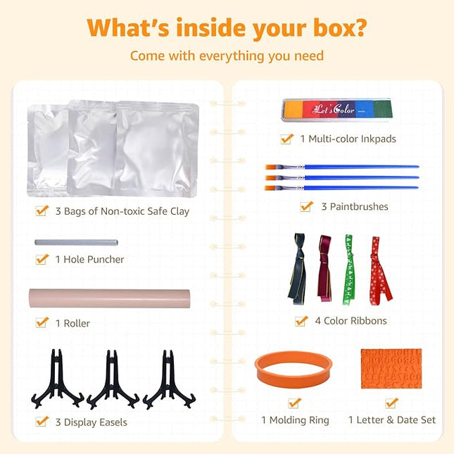 LOOBANI 3packs Dog Paw Print Ornaments Kit,DIY Pet Footprint Memorial Impression Keepsake for Puppy and Cats Owners with Light Clay & Deluxe Tool Set (Dog Paw Ornament Kit-3packs)