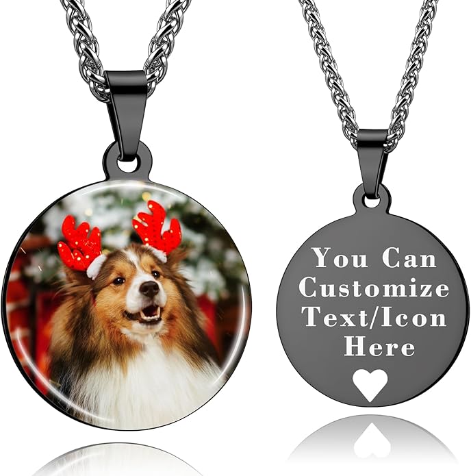 Custom Pet Necklace, Personalized Dogs Necklaces for Women, Dogs Remembrance Jewelry, Picture Necklace Personalized Photo, Customized Dog Memorial Gifts for Loss of Dog