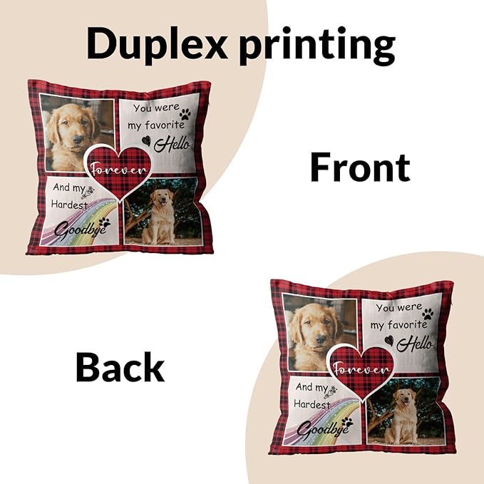 Custom Pet Memorial Throw Pillow with Photo, Personalized Sympathy Gifts for Dog Cat Loss, Pet Memorial Gifts for Pet Loss, Birthday, Christmas, (16x16 Inch)