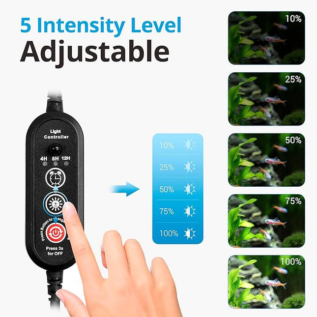 NICREW LED Aquarium Light, 15 Inches Submersible Fish Tank Light, Waterproof Underwater Light with Multicolor Option