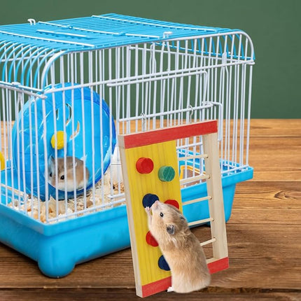 Hypeety Pet Hamster Colorful Wooden Climbing Wall and Ladder Molar for Dwarf Hamster Gerbil Rat Small Animal Toy Yellow