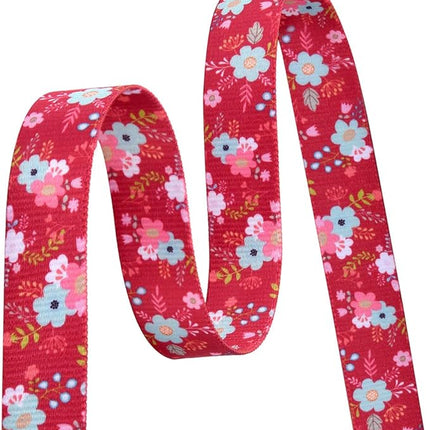 Dog Collar with Bohemia Floral Tribal Geometric Patterns - Soft Ethnic Style Collar Adjustable for Small Medium Large Dogs(Red Flower,L)