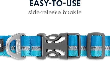 Ruffwear, Crag Dog Collar, Stylish Adventure Collar with Premium Reflective Design, Quick Release Buckle, Lightweight All-Day Comfort, Blue Dusk, 11"-14"