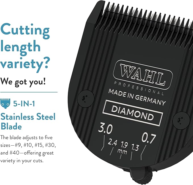 WAHL Professional Animal 5-in-1 Diamond Blade Arco, 5 Style Groom, Bravura, Chromado, Creativa, Figura, and Motion Pet, Dog, and Horse Clippers (41854-7526)