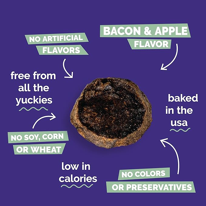 Fruitables Small Dog Treats – Whole Jerky Bites – Healthy Treats – Bacon & Apple Flavor – 5 Ounces