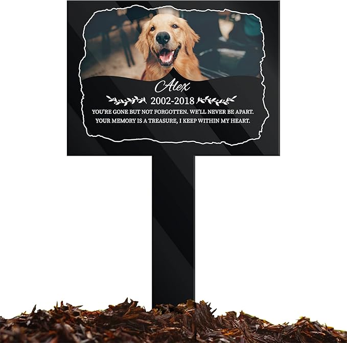Bfi Gift Customized Dog Memorial Pet Plaque Stake with Paw Photo Grave Marker Cross for Garden or Yard Memorial Gifts