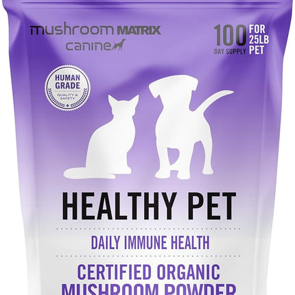 Om Mushroom Matrix Pet - Canine | Healthy Pet | USA Grown Human-Grade Organic Mushroom Powder Pet Supplement | Daily Functional Immune Support for Dogs & Cats | 100 Grams, 3.5 oz