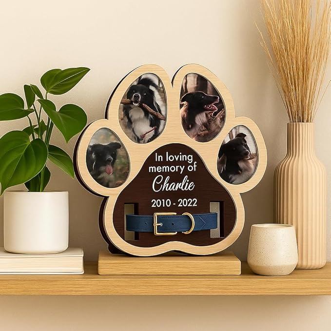 Nazenti Pet Bereavement Collar Frame, Custom Dog or Cat Memorial Frame with Pets Name, Sympathy Keepsake for Cat Loss, Pet Memorial Gift for Grieving Owners, Loss Of Dog Sympathy Gift