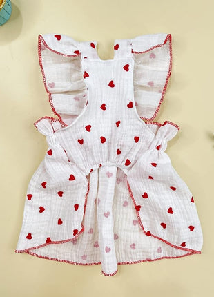 QWINEE 2pc Heart Print Dog Cat Dress Bow Decor Cute Dog Dresses Puppy Tutu Skirt Chihuahua Teddy Pomeranian Dress Birthday Holiday Clothes for Cat Kittens Small Medium Large Dogs Black and White XS