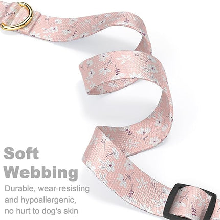 Rnivvi Dog Collar for Small Dogs, Cute Floral Heavy Duty Adjustable Puppy Collar with Quick Release Buckle for Girl & Female, Pet Accessories for Walking Running, S Length 3/4" Width, Coral Pink