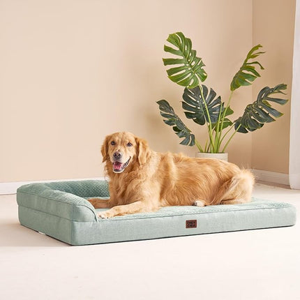 EHEYCIGA Memory Foam Dog Bed XLarge Sized Dogs, Extra Large Dog Bed Orthopedic with Washable Removable Cover, Waterproof XL Pet Bed Couch for Crate, 41x27x6 Inches, Greyish Green