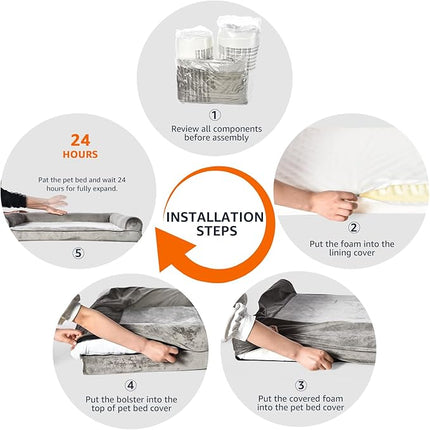 Amazon Basics Dog Bed with Cooling Gel Memory Foam, Pressure-Relief Support for Dogs up to 90lbs, Non-Slip Bottom, Machine Washable Cover, Extra Large Sized (44" x 35"), Taupe