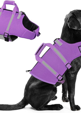 Queenmore XS Dog Life Jacket, Dog Life Vest for Swimming, Life Jackets for Small Dogs, Small Doggie Life Vest for Swimming, Adjustable Pet Life Vest for Boating, Cat Lifevest (Purple, XS)
