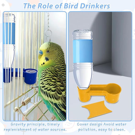 kathson 20 Pcs Bird Drinker Feeder Plastic Soda Pop Water Bottle Cup Ideal for Chicken Pigeons Birds Feeder Trough Animal Feeding Accessories(Yellow)