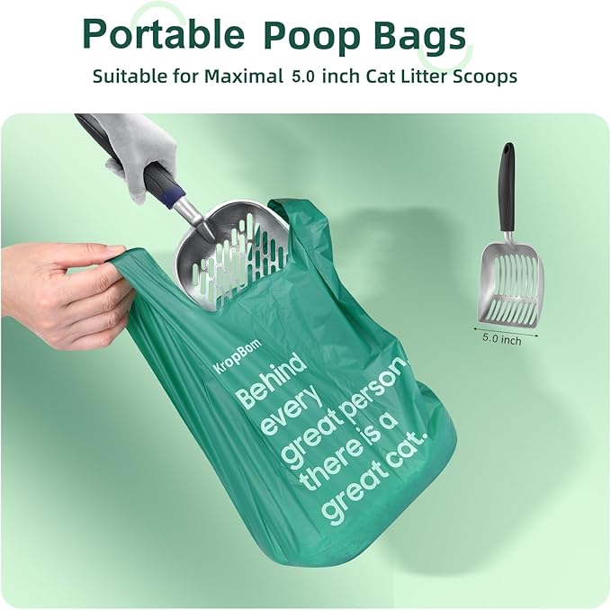 260 Count Cat Poop Bags with Handles, Disposable Litter Bags for Pet Poop, Extra-Thick Kitty Waste Bags Easy Tie Leak-Proof Strengthen Unscented (Made of 70% Recycled Plastic)